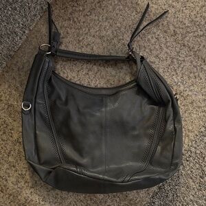 Gray faux Leather Shoulder Bag